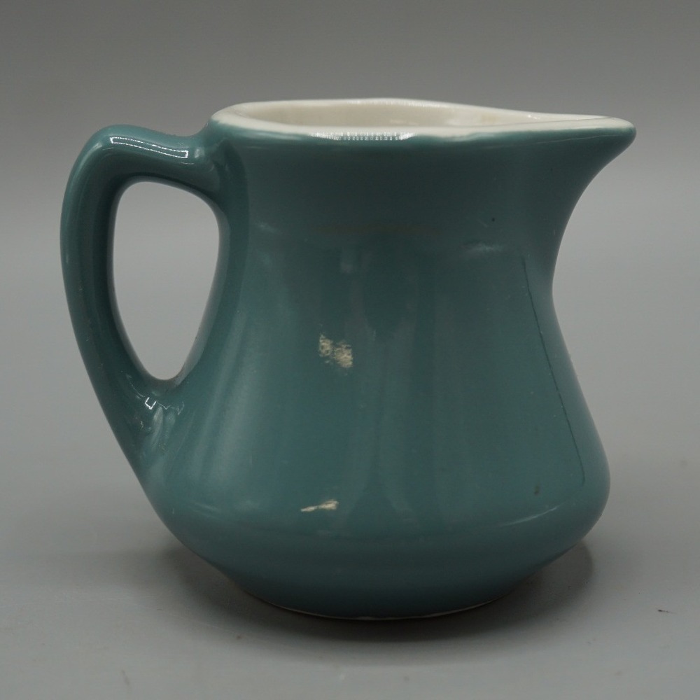Vimtage Hall China Teal Blue Individual Creamer Pitcher Ceramic Diner Style